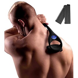 BAKblade 2.0 Plus – Depilador de espalda para Hombres – 2 cuchillas adicionales incluidas – fácil de usar, mango curvo para un afeitado sin dolor, afe