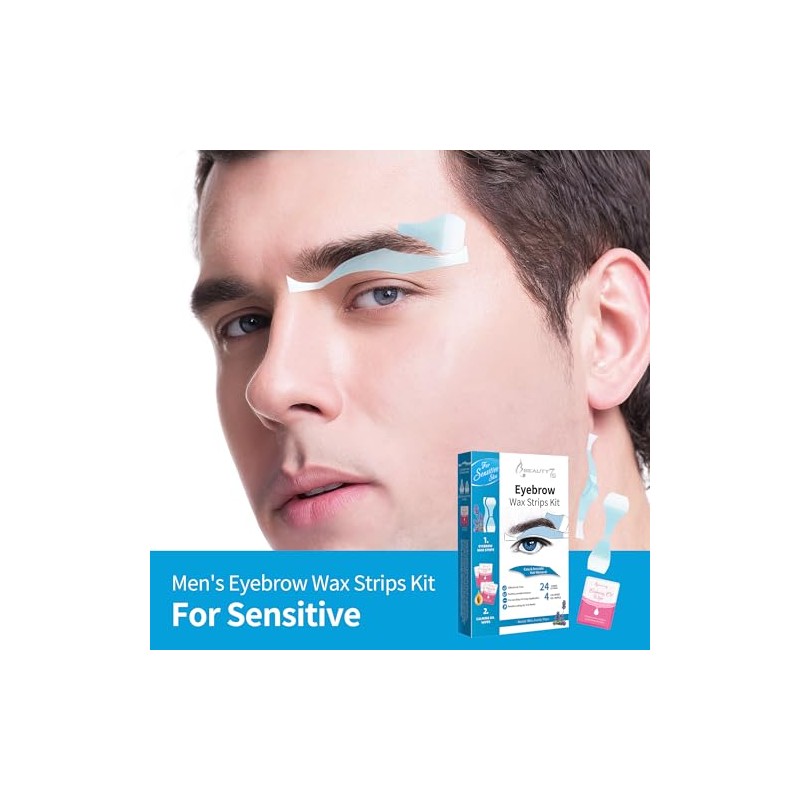 Beauty7 Men‘s Eyebrow Waxing Strips for Sensitive Skin, 24 Strips