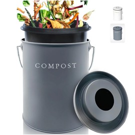Contenedor de compostaje de cocina, encimera de compostaje, cubeta de compostaje para cocina, cubeta de compostaje de interior con tapa, contenedor de compostaje de alimentos para encimera de cocina