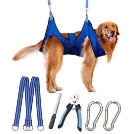 Kkiimatt Dog Pet Grooming Hammock, Dog Hanging Harness for Nail Clipping, Dog Nail Trimming Cutting Hammock, Dog Grooming Sling Holder for Dogs with Wide Strap Sewed (Max 100LB / XX-Large)