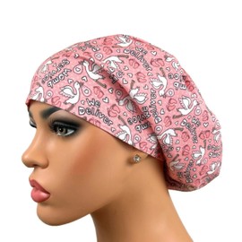 DK Scrub Hats Surgical Cap, Euro Scrub Hat, Funny Labor Delivery Nursehat, Euro Bouffant, Womb Service Pink