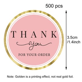 500 Chic Pink Thank You Stickers - 1.4 Inch Roll for Small Business