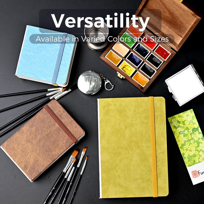 Funto Watercolor Journal 2-Pack, 3.5x5.5, 44 Pages Each, 100% Cotton