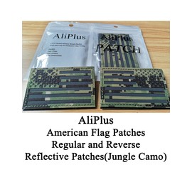 2PCS AliPlus America Flag Patches IR Infrared Reflective Patches Regular and Reverse(Jungle Camou)
