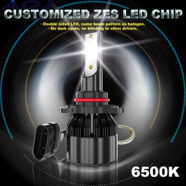 AQJ 9005 9006 LED Headlights Kit Combo Bulbs Blue 8000K High Low Beam Super Bright