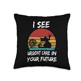 Tasty Space Mad Kitty Cat Apparel Funny Mad Kitty Cat I See Urgent Care in Your Future Throw Pillow, 16x16, Multicolor