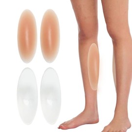 Adhesive Silicone Calf Pads - Calf Corrector - Medical Grade Adhesive Body Enhancer for Leg Shaping, Invisible Lift for Thin & Crooked Legs (2 Pairs, Beige/Clear, Medium)