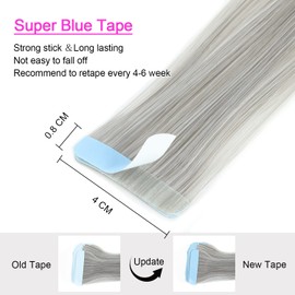 Tape in Hair Extensions 20 Inch Tape in Synthetic Hair Extensions 50 Gram Seamless Tape In Extension 20 Pcs Silky Straight Hair (#60T, 20 Inch Tape in Extension)