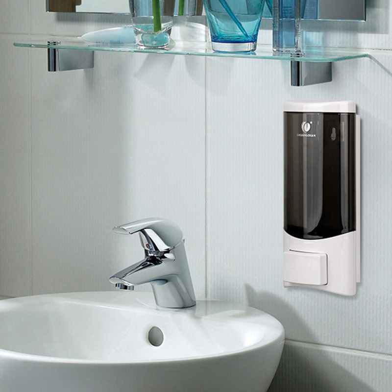 CHUANGDIAN Wall-mounted Single Bottle Manual Soap Dispenser Shampoo Box Rest
