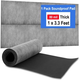 Foneso Mass Loaded Vinyl Sound Proof Barrier, 1 x 3.3 Feet MLV Insulation Sheet, Anti Vibration Deadening Soundproofing Material,Reduces Noise (1 Pack (1 x 3.3 feet))