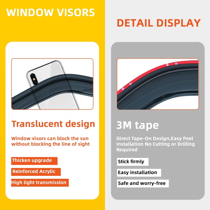 PLDDE Window Visors Compatible with 1984-2001 Jeep Cherokee 4-Door Out