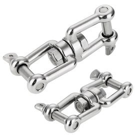 Laorde Double Shackle Swivel for Boat 1/4 inch 5/16 inch 3/8 inch 1/2 inch (4 Size) Marine Grade 316 Stainless Steel Jaw and Jaw Anchor Chain Connector (1/4 inch 2 Pack)