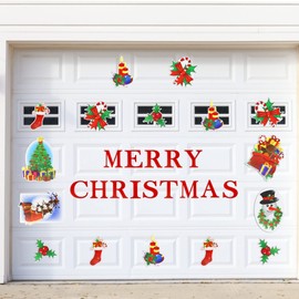 Merry Christmas Garage Door Magnets - 30Pcs All in One Garage Door Christmas Decorations Set - Weather Resistant - Christmas Garage Door Decorations for Xmas, Holiday and Christmas Decor