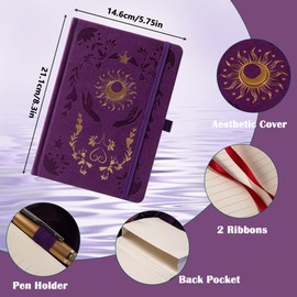 MGGAO Cuaderno de Diario con Líneas para Mujeres y Hombres, Diarios para Escribir, Cuaderno A5 Estético con Rayado Universitario para Trabajo, Viajes, Escuela, 318 Páginas Numeradas, 5.8"x8.4"