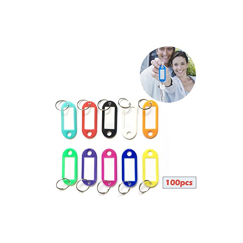 100 Pack Tough Plastic Key Tags with Label Window ID