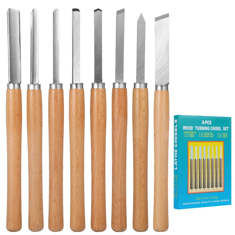 8 Pcs Wood Lathe Tools - Wood Turning Tools for