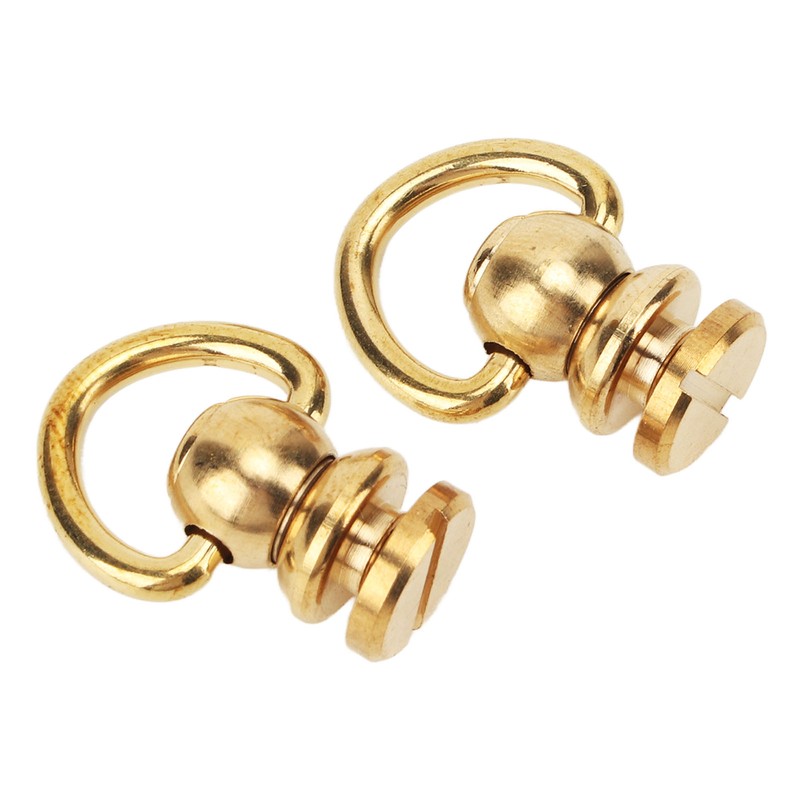 12 Sets D Ring Stud Screw Gold Brass Metal Plating