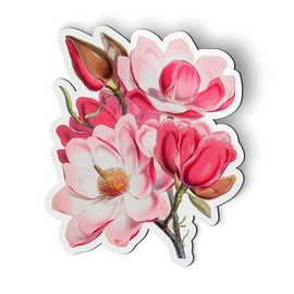 Pink Magnolia Branch - Magnet - Car Fridge Locker - 5.5"