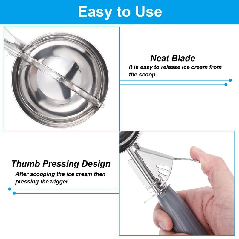 PATIKIL 4 Ounce Ice Cream Scoop with Trigger, Stainless Steel