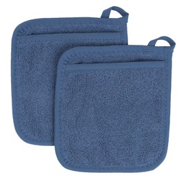 RITZ Terry Pocket Mitt & Hot Pad: Unparalleled Heat Resistant, Durable 100% Cotton – Ergonomically Designed for Optimal Grip – Easy-Care Machine Washable – 2-Pack, Federal Blue