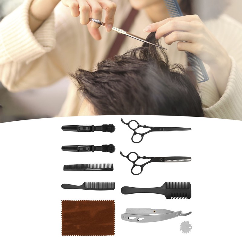 Hair Cutting Scissors Kit Clip Clipper Holder Comb Stainless Steel