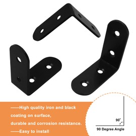 Zorveiio 8 Pcs L Bracket Corner Brace 1.8" x 1.8" Metal Corner Bracket 90 Degree Right Angle for Shelves Chair Tables Cabinet Wood Furniture whih 32 Pcs Screws, Black