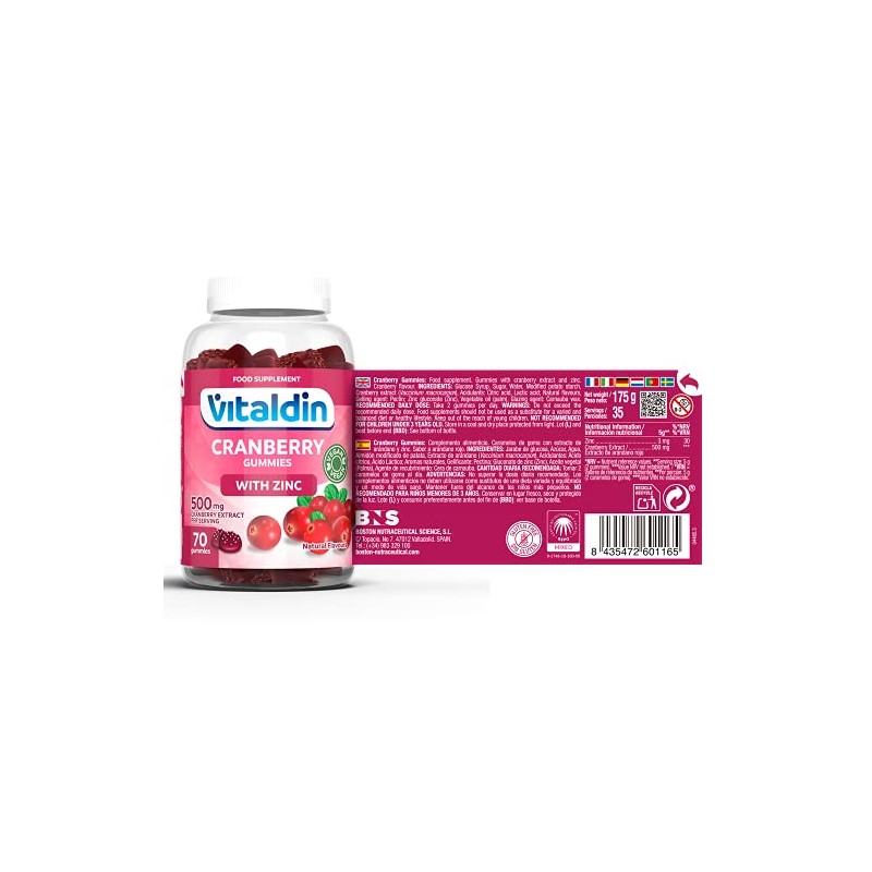 VITALDIN Cranberry Gummies – 500 mg of Cranberry Extract per