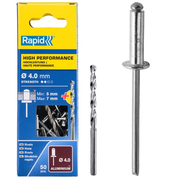 Rapid High Performance Aluminium Rivets, Ø4 x 10 mm -