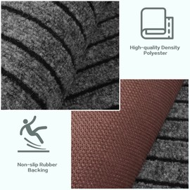 Custom Size Runner Rug 2 ft x 7 ft, ZGR 2-82ft Carpet Runners Hallway Entryway Kitchen Garage Laundry Room Area Rugs with Non-Slip Rubber Backing, Gray with Black Stripe