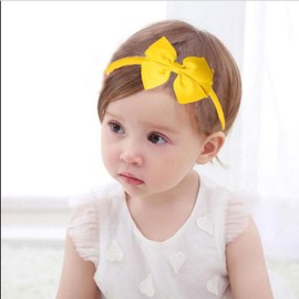 Ecuupas Bow Headband for Women Girls Yellow Bows Hairband Summer Bowknot Hair Hoop Adult Hair Accessories for Summer Theme,Birthday,Baby Shower Party Decorations(03)