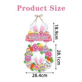 Easter Window & Door Decorations Set - Large Outdoor Bunny Rabbit Hanging Stickers, Holiday Wooden Signs for Home & Garden Party Festive Decor