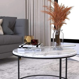 NECAUX 14 Inch Round Clear Table Cover Protector, 2mm Thick Upgraded Version, Unshrinkable Waterproof Oil Proof Plastic Tablecloth Protector Circle Pad Placemat for Side Table End Table Night Stand