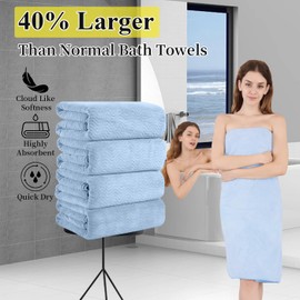 Jessy Home 8 Piece Bath Towel Set |2 Oversized Large Bath Sheet,2 Hand Towels,4 Washcloths| Soft Luxury Towel Set for Bathroom Hotel,Highly Absorbent Quick Dry 600GSM Bathroom Towel Collections Blue