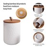 JOJUNO White Ceramic Canister Set with Wooden Lid, 3-Piece Airtight
