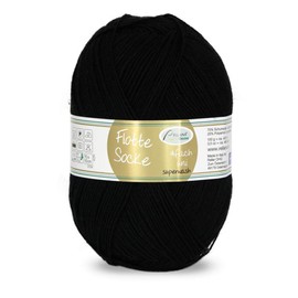 Rellana Flotte Sock Plain 100 Size 4-Ply Sock Wool, 75% Virgin Wool (Superwash)/25% Polyamide, (902 Black)
