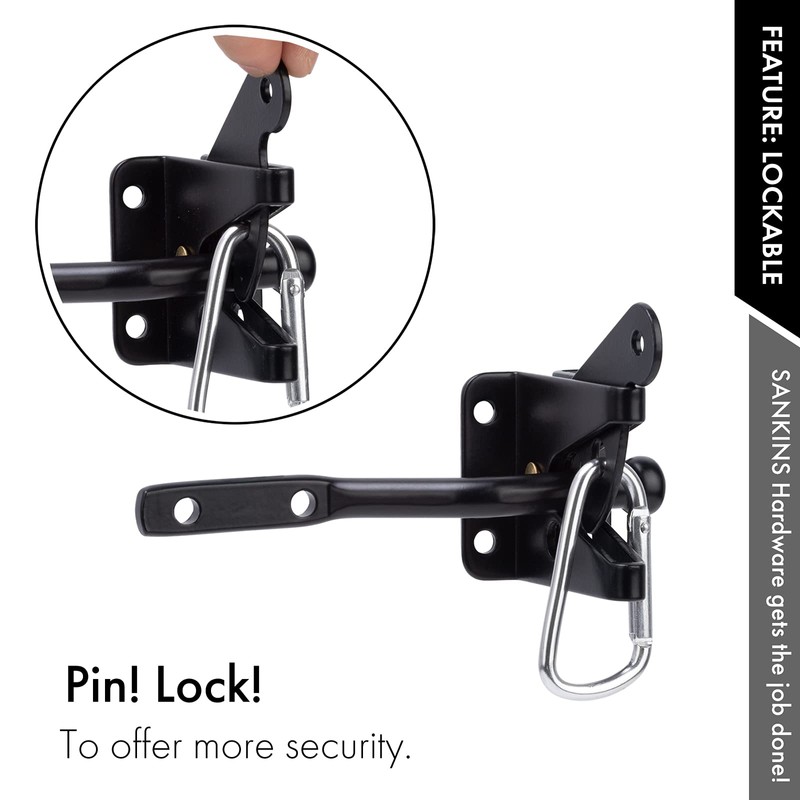 SANKINS Self Locking Gate Latch Automatic Gravity Lever for Wood