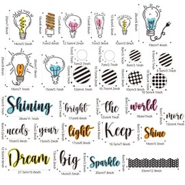 Simply Stylish Motivational Bulletin Board Set with Bulletin Board Border Keep Shining Positive Saying Accent Class Decor for Teacher Motivational Accent Light Bulb Cutout for Class School Decoration