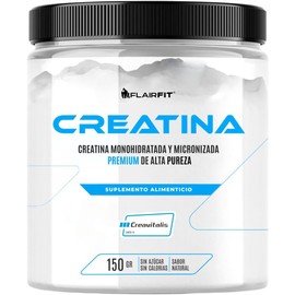 Flairfit® Creatina Premium Monohidratada Y Ultra Micronizada Creavitalis® Patente De Alta Pureza En Polvo De Los Creadores De Creapure® 150g, 100% Pura y Natural