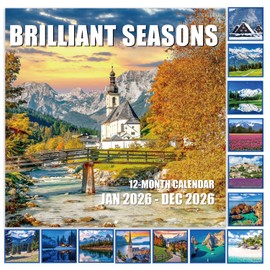 2026 Calendar - 2026 Wall Calendar, Brilliant Seasons Calendar 2026, JAN.2026 - DEC.2026 12 Monthly Wall Calendar, 12" x 24" Opened, wall calendar 2026 for Organizing & Planning
