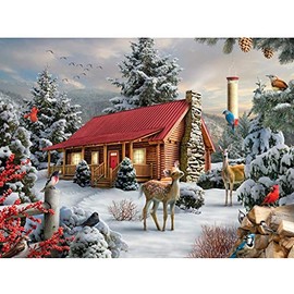 Bits and Pieces - 300 Large Piece Jigsaw Puzzle for Adults - New Friends - 300 pc Snowy Winter Scene Jigsaw by Artist Alan Giana