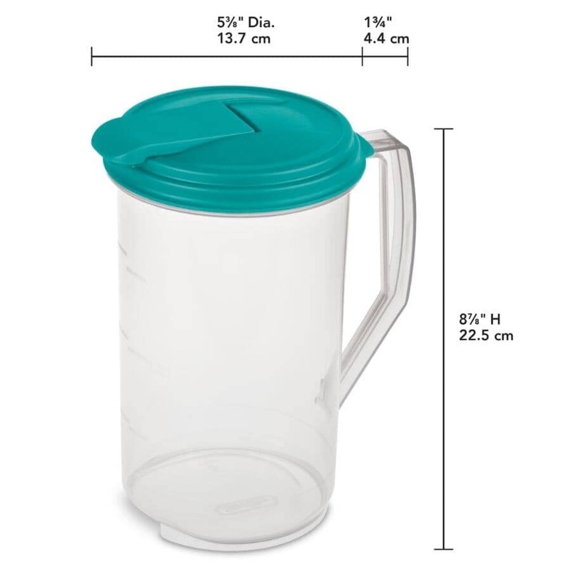 STERILITE 04860906 Beverage Pitcher, Round, BPA-Free Plastic, 2-Qts. - Quantity