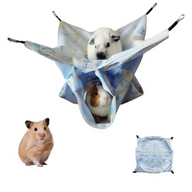 Guinea Pig Hideout,Guinea Pig Hammock for Cage House Hamster Hideout Rat Bed Chinchilla Bed Summer Accessories (Blue)