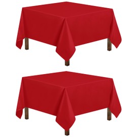 Utopia Kitchen Square Table Cloth 2 Pack [54x54 Inches, Red] Tablecloth Machine Washable Fabric Polyester Table Cover for Dining, Buffet Parties, Picnic, Events, Weddings and Restaurants