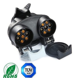 ETUKER 12V (2 in 1) Trailer Socket Converter, 13 Pin Male to 7 Pin Socket Adapter, 13 Pin Trailer Plug to 7 Pin N S Female Adapter, Waterproof Towing Adapter