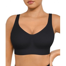 FeelinGirl Wireless Bras for Women No Underwire Bralettes Adjustable Straps Bra Womens Soft Cups Bralettes Underoutfit Seamless Everyday Bras Black M