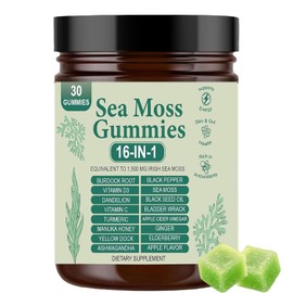 Sea Moss Gummies 16-in-1 | Organic Irish Sea Moss with Bladderwrack & Burdock Root | Immune, Digestion & Energy Support | Vegan, Non-GMO | 30 Count