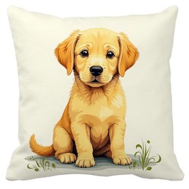 Decorbox Golden Retriever Puppy 18x18 Inch Throw Pillow Cover,Cute Yellow Labrador Dog Lover Decorative Cushion Case,Baby Lab Portrait Pet Themed Keepsake Memorial Gift Home Room Decor Soft Pillowcase