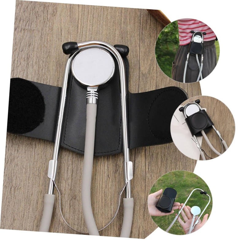 Ipetboom 2pcs Leather Stethoscope Holder Stethoscope Protector with Sturdy Clip