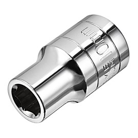 sourcing map 1/2-Inch Drive 10mm 6-Point Shallow Socket, Metric, Cr-V