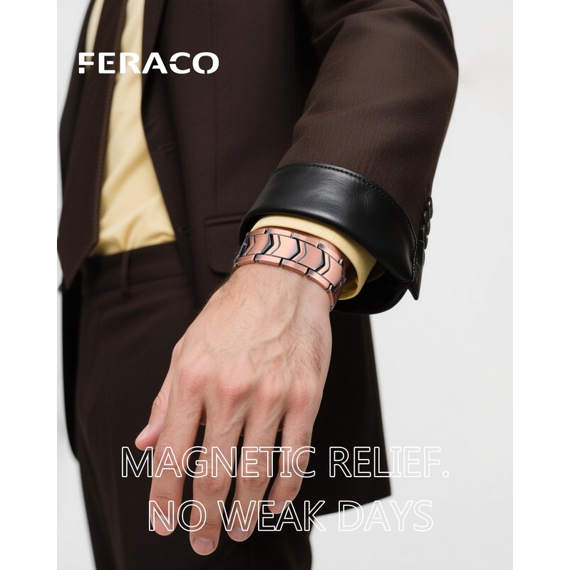 Feraco 3X Strength Copper Magnetic Bracelet for Men - 99.99%